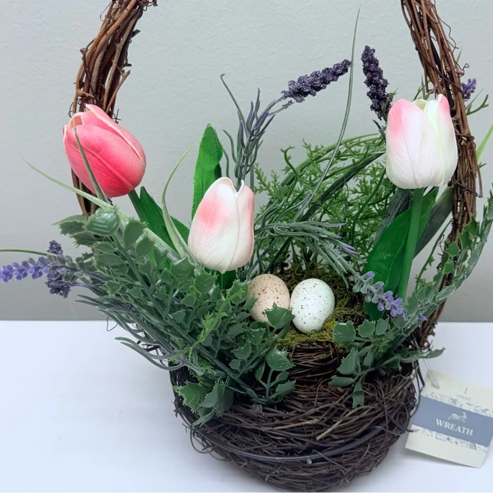 New! Target Bullseye Playground Tulips Faux Floral Wreath Basket, 2026